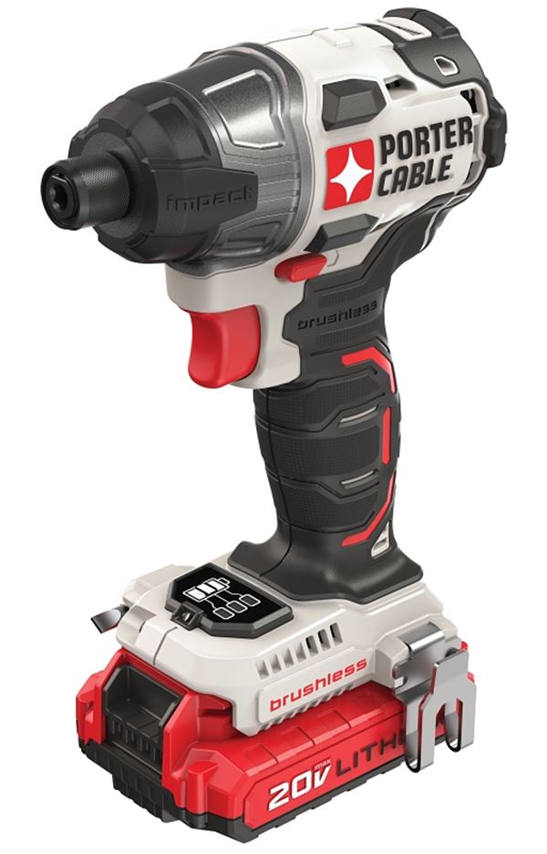 Porter-Cable PCCK647LB Impact Driver, Battery Included, 20 V, 1/4 in Drive, Hex Drive, 3100 ipm, 2900 rpm Speed