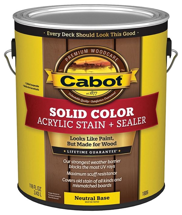 Cabot 140.0001806.007 Solid Stain, Low Luster, Neutral, Liquid, 1 gal, Pack of 4