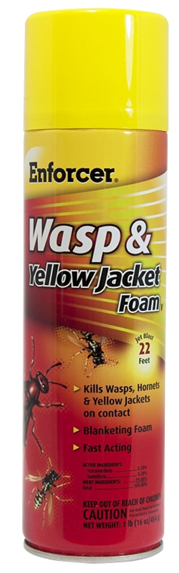 Enforcer FWH16 Wasp and Yellow Jacket Foam, Gas, Spray Application, 16 oz Aerosol Can