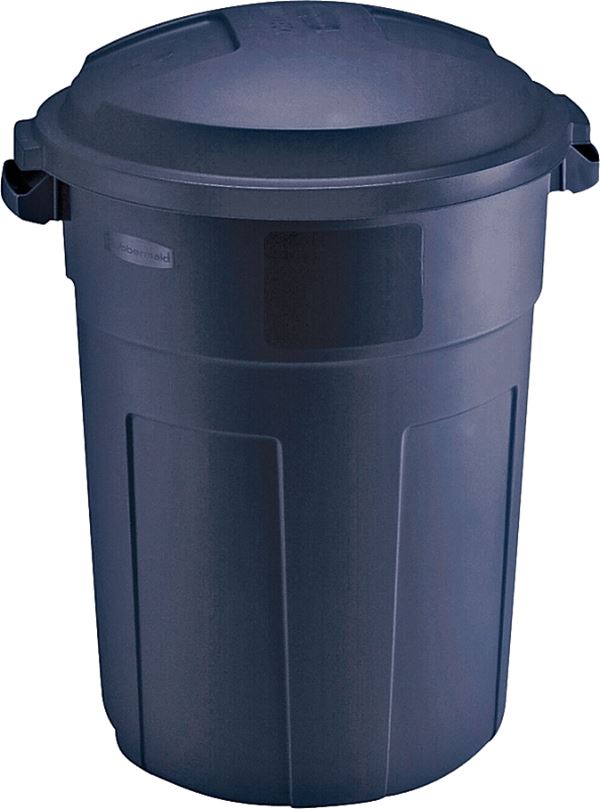 Rubbermaid FG2894FFBLAZB Refuse Container, 32 gal Capacity, Plastic, Blazer Blue, Snap-Fit Lid Closure, Pack of 8