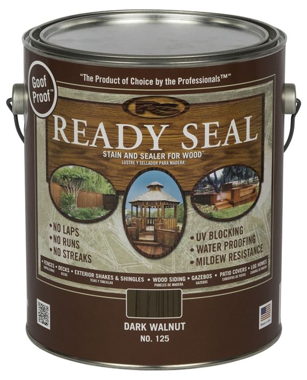 Ready Seal 125 Stain and Sealer, Dark Walnut, 1 gal, Can, Pack of 4