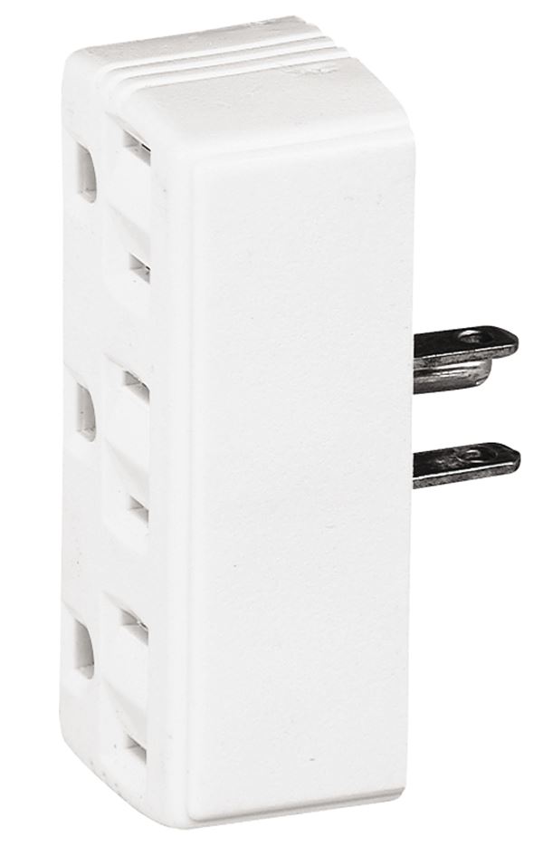 Eaton Cooper Wiring 1147W-BOX Outlet Adapter, 2 -Pole, 15 A, 125 V, 3 -Outlet, NEMA: NEMA 5-15R