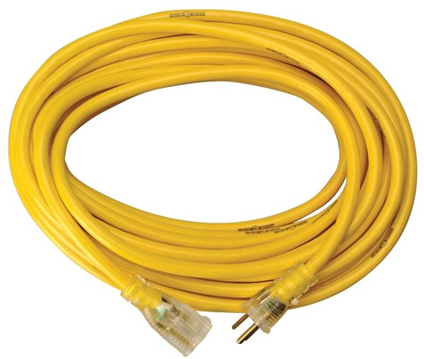 CCI 2885 Extension Cord, 12 AWG Cable, 100 ft L, 15 A, 125 V, Yellow