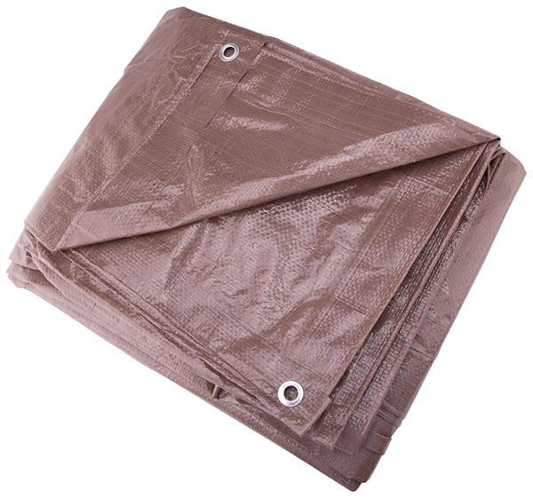 ProSource T0810BB90 Tarpaulin, 10 ft L, 8 ft W, 5 mil Thick, Polyethylene, Brown