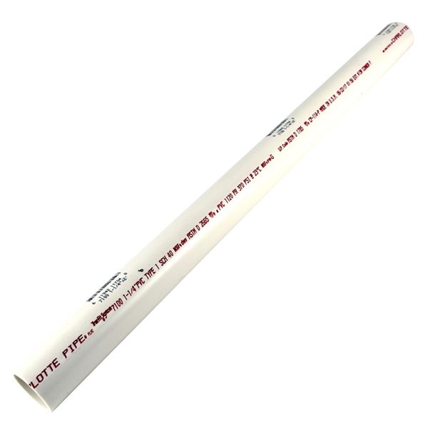 Charlotte Pipe PVC 07100 0200R Pipe, 1-1/4 in, 2 ft L, SCH 40 Schedule, PVC, White