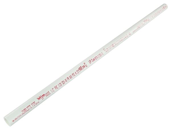 Charlotte Pipe PVC 04005 0200R Pipe, 1/2 in, 2 ft L, SCH 40 Schedule, PVC, White