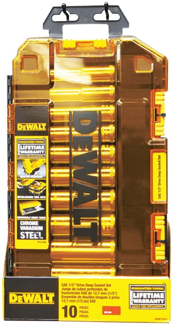 DeWALT DWMT73814 Socket Set, Chrome Vanadium Steel, Chrome