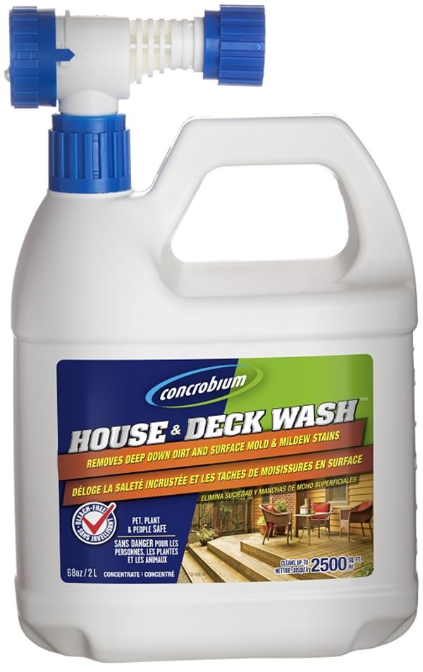 Concrobium 126-056 House and Deck Wash, Liquid, Very Little, Transparent, 68 oz, Bottle