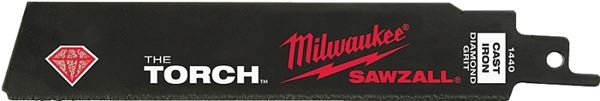 Milwaukee 48-00-1440 Reciprocating Saw Blade, 1 in W, 6 in L, Diamond Cutting Edge