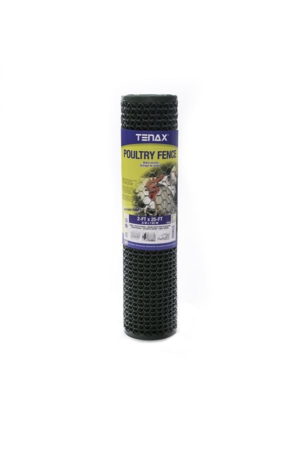 Tenax 72120942 Poultry Fence, 25 ft L, 2 ft W, 3/4 x 3/4 in Mesh, Plastic, Green