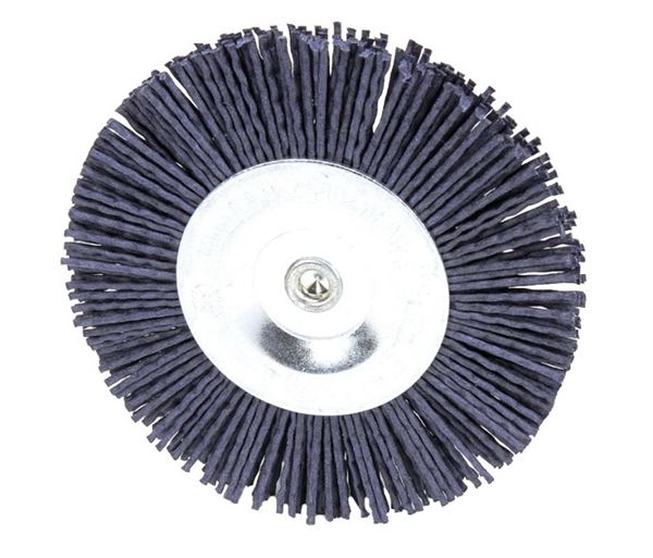 Vortec Pro 36435 Wire Wheel Brush, 4 in Dia, 1/4 in Arbor/Shank, 0.04 in Dia Bristle, 7/8 in L Bristle Trim