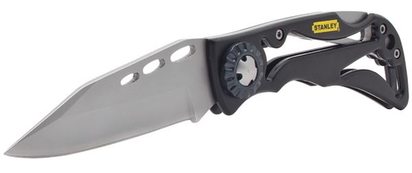 Stanley STHT10253 Pocket Knife, 4-1/8 in L Blade, Steel Blade, 1-Blade, Foldable Handle, Black/Yellow Handle