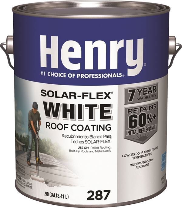 Henry HE287SF046 Elastomeric Roof Coating, White, 0.9 gal Pail, Cream, Pack of 4