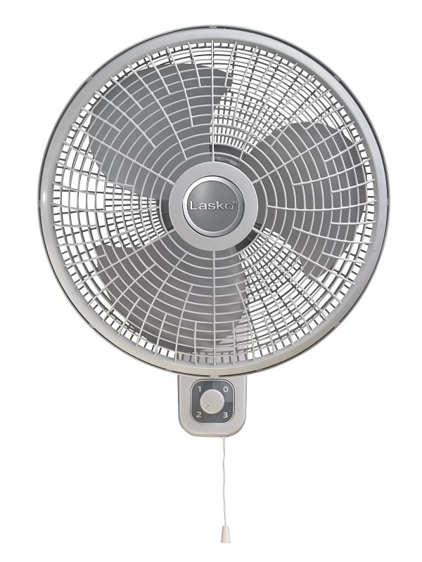 Lasko M16900 Oscillating Wall Mount Fan, 120 V, 16 in Dia Blade, 3-Blade, 3-Speed, Gray/White