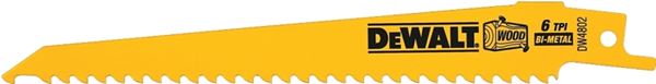 DeWALT DW4802 Reciprocating Saw Blade, 3/4 in W, 6 in L, 6 TPI