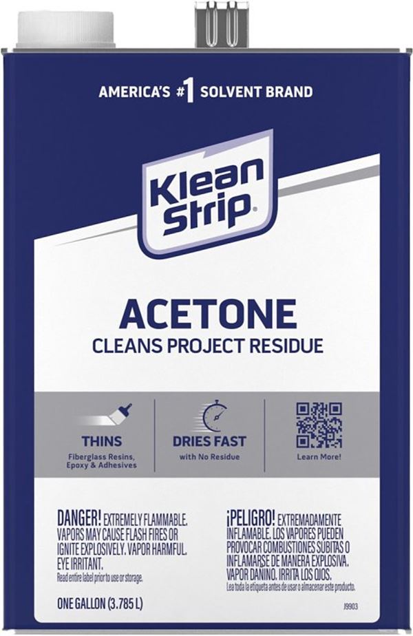 Klean Strip GAC18 Acetone Thinner, Liquid, Characteristic Ketone, Sweet Pungent, Clear, 1 gal, Can, Pack of 4