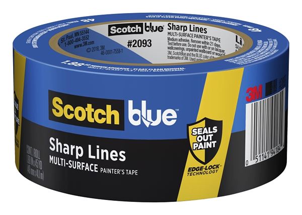 ScotchBlue 2093EL-48N Painter's Tape, 60 yd L, 1.88 in W, Smooth Crepe Paper Backing, Blue