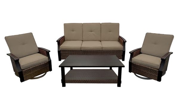 Seasonal Trends 121104 Riverside Seating Set, Olefin/Steel/Wicker, Brown, 2-Step, 4-Piece